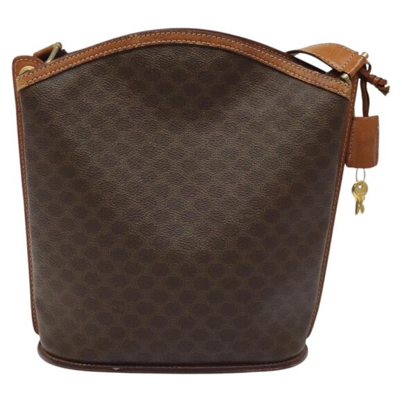 CELINE Macadam Canvas Shoulder Bag PVC Leather Brown Gold Auth BD091 - Picture 3 of 16